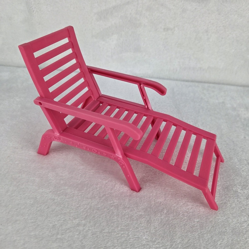Vintage Mattel Barbie Pink Chaise Deck Chair Pool Patio Doll Furniture